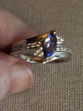 Tanzanite Bypass Ring, Triple A,with zircons