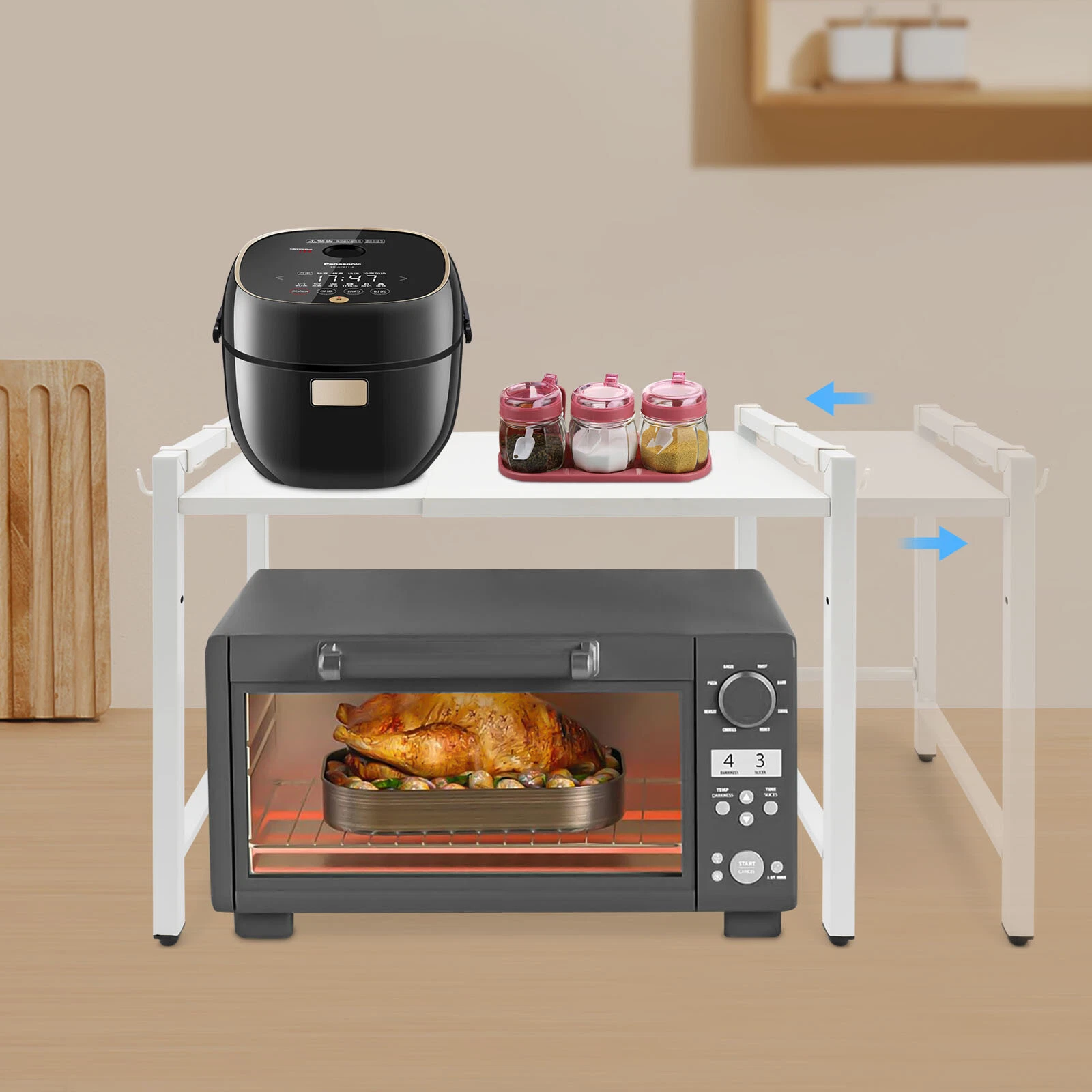 2 Tier Microwave Stand Adjustable Kitchen Shelf for Kitchen Countertop Organizer
Opens in a new wind