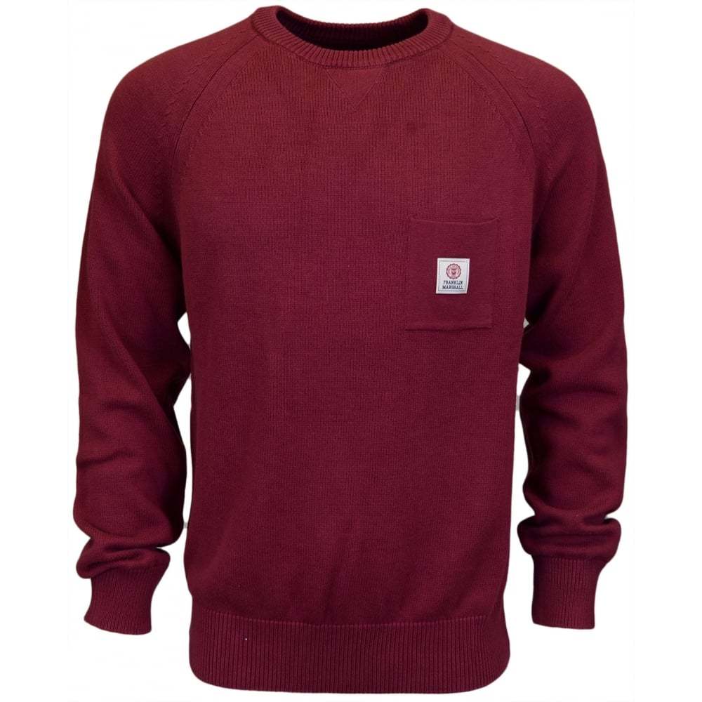 Franklin & Marshall CA043 Round Neck Cotton Amaranto Red Knitwear