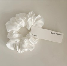 Spoiled Child Scrunchie White Satin Hair Accessory New