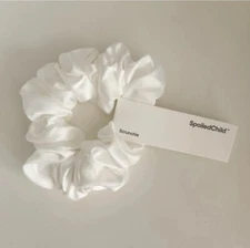 Spoiled Child Scrunchie White Satin Hair Accessory New