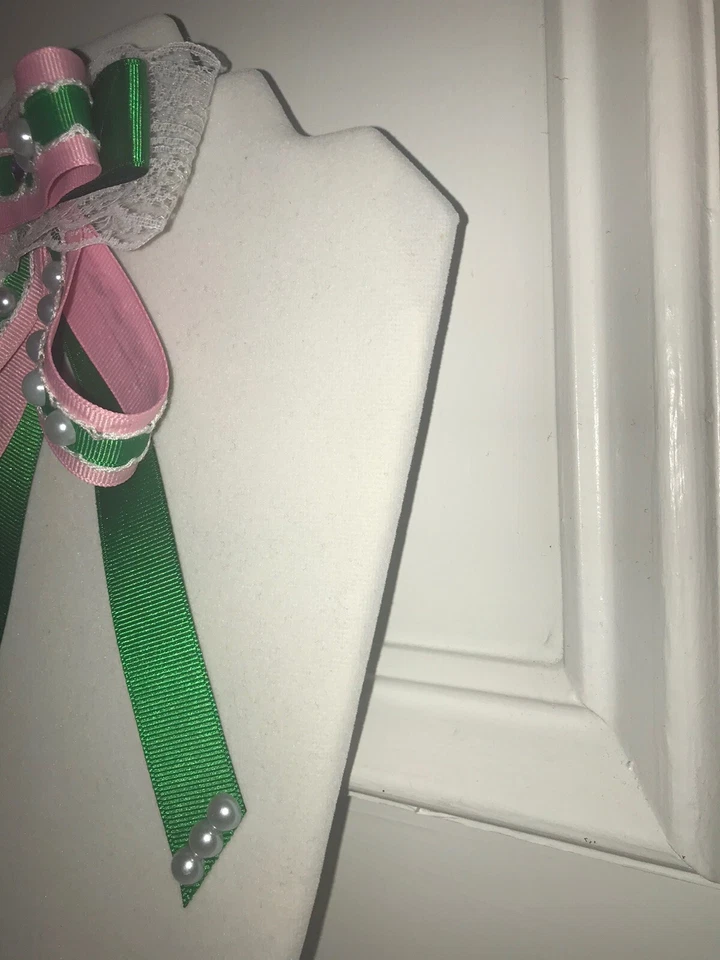 时尚女式衬衫领结条纹珍珠丝带吊坠领胸针首饰 — 第 2/3 张图片