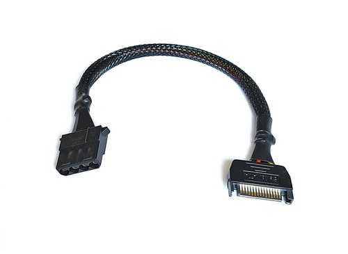 SATA Cable Adapter 15 pin to Molex 4 pin Power Adapter 9.5 inches Sleeved 18AWG - Picture 2 of 3