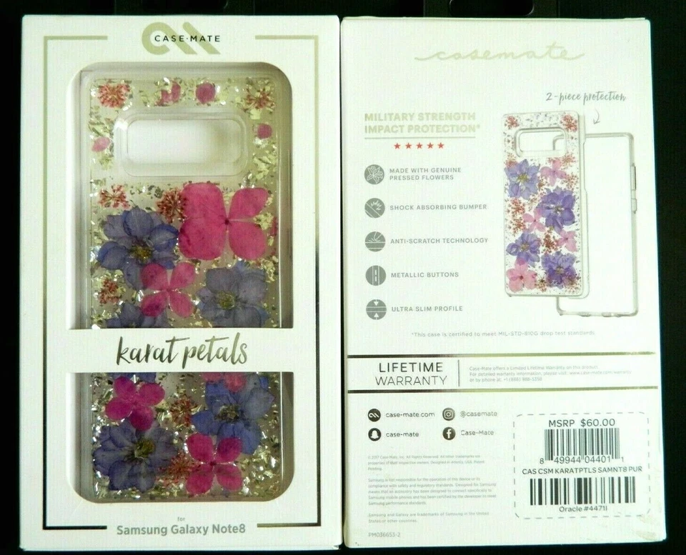 CASE MATE 三星 Galaxy Note 8 卡拉特珍珠紫色粉红色金色保护壳 美国卖家 — 第 2/4 张图片