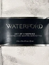 WATERFORD DINNER NAPKINS SET OF 4 LUXURY STARLING SILVER WHITE GOLD 21X21 NEW