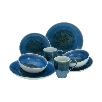 CreaTable 25862 Caldera Blau Geschirrset Kombiservice 8 tlg Tafelservice