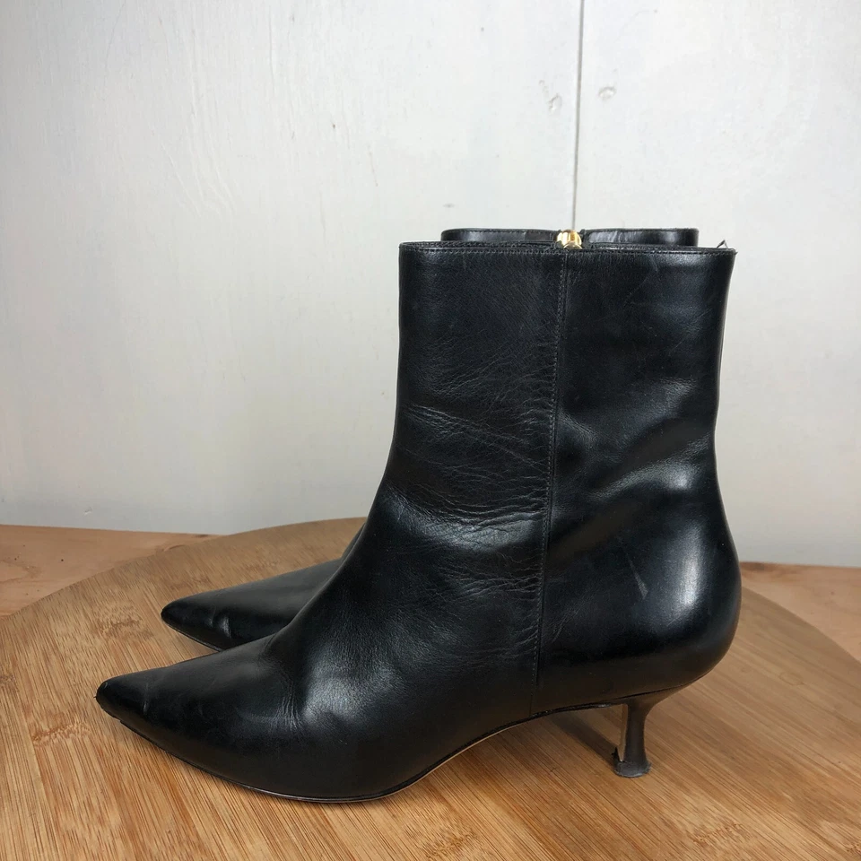 Botas M Gemi 37 para mujer 7 negras de cuero con cremallera clásicas al tobillo informales carrera Foto 2 de 4