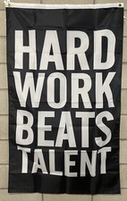 Gym Motivation Flag FREE SHIP Hard Work Beats Talent Lifting Garage USA 3x5  