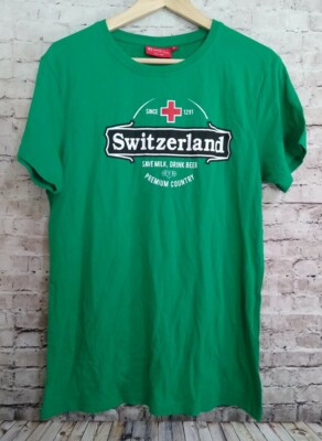Switzerland 'Save Milk, Drink Beer' Green T-Shirt Medium