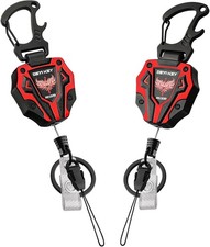 Heavy Duty Retractable Keychain 2 Pack - 28" Steel Cord Tactical Badge Reel 10oz