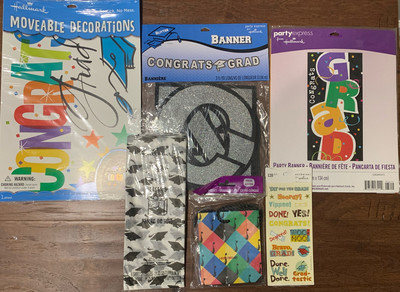 Hallmark Graduation Party Decorations Kit Lot Banner, Stickers, Clings, Tissue..