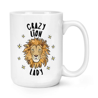 Crazy Lion Lady Stars 15 Unzen große Tasse Becher - lustiges Tier groß