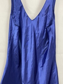VTG 90&rsquo;s Val Mode Slip Dress Lingerie Nightgown Navy Blue Plunge Short Size L
