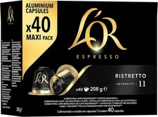 Caffè L'OR Miscela RISTRETTO 120/200/400 Capsule Alluminio Compatibili Nespresso
