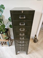 Mid-Century 9-Drawer "Stor" Industrial Filing Cabinet | Atomic Rocket Legs WORK