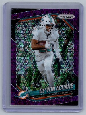 2025 Panini Prizm #150 De'Von Achane No Huddle Purple #/75