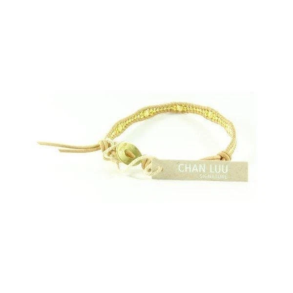 CHAN LUU Gold Mix Beige Leather Bracelet silver beads used Used - Image 2 of 3