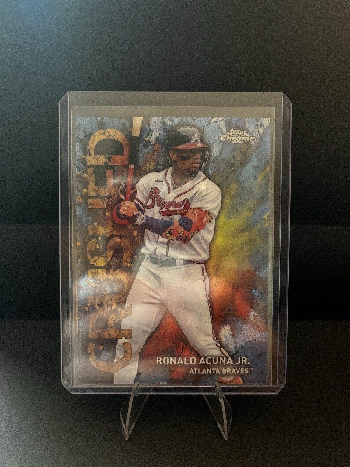 2023 Topps Chrome Update Baseball Ronald Acuna Jr Crushed Case Hit Braves SP MVP
