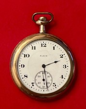 Elgin 12s Pocket Watch   17 Jewels   Gold-Filled Engraved Case   Running