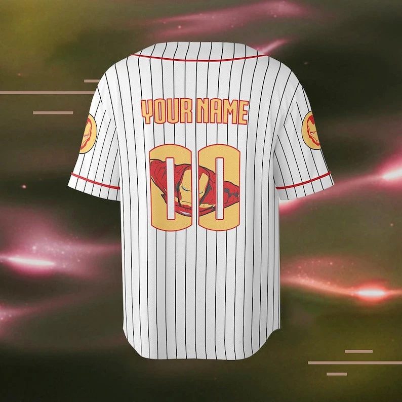 Personalized Awesome Iron Man Superhero Fan Gift Baseball Jersey Shirt