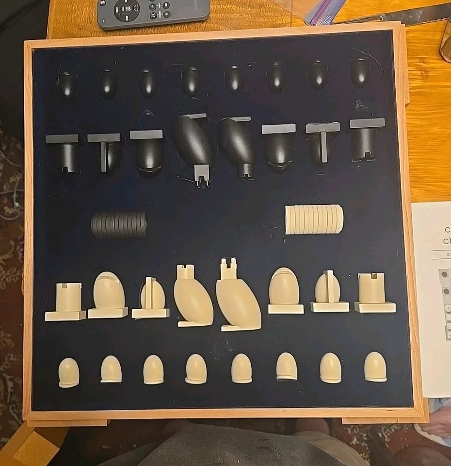 Michael Graves Design Chess & Checker Wood Board Complete in Box Post Modern - Image 2 of 4