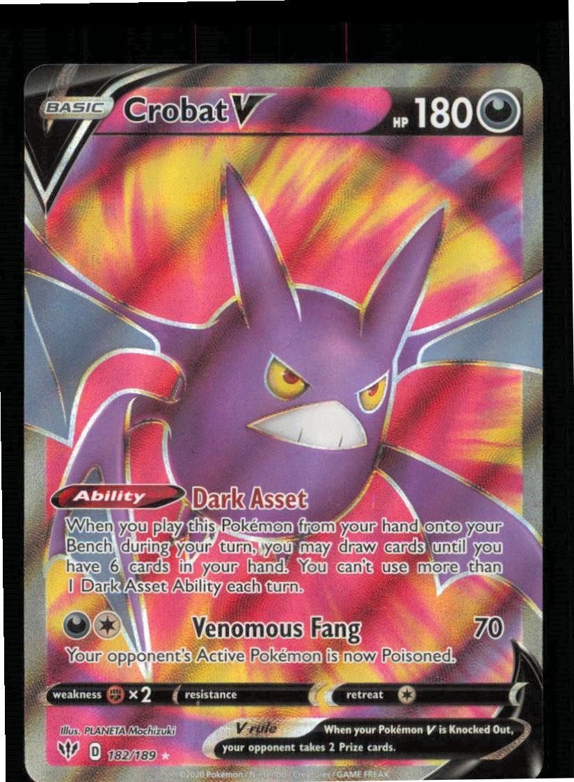 Crobat V 182/189 Ultra Rare Darkness Ablaze Pokemon Holo Near Mint