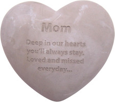 Mom Heart Shaped Memorial Stone, Sympathy Gift, Remembrance Garden Accent, 6 Inc