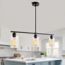 Kitchen Island Lighting, 3 Light Black Farmhouse 3 Lights Kitchen Island