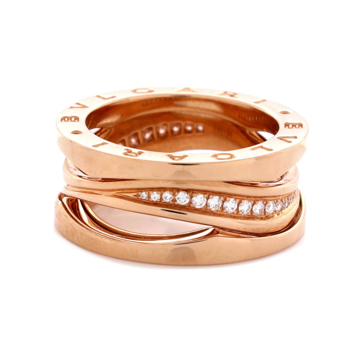 Bvlgari B.Zero1 Design Legend Zaha Hadid Three Band Ring 18K Rose