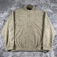 Croft Barrow Sport 1/4 Zip Fleece Pullover Men M Brown Solid Mock Neck Comfort