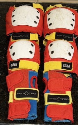 Vintage PRO-TEC 6Pc Full Pad Set Knee Elbow Wrist Old School Style Skate Youth M