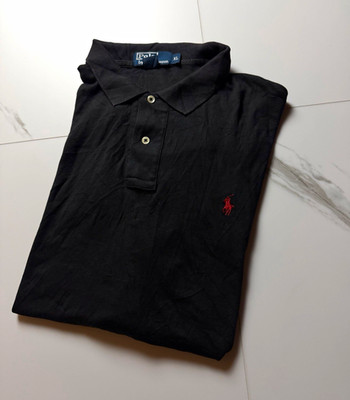 Polo Ralph Lauren Herren Polo Schwarz Gr. XL Kurzarm Kragen Knopfleiste Logo
