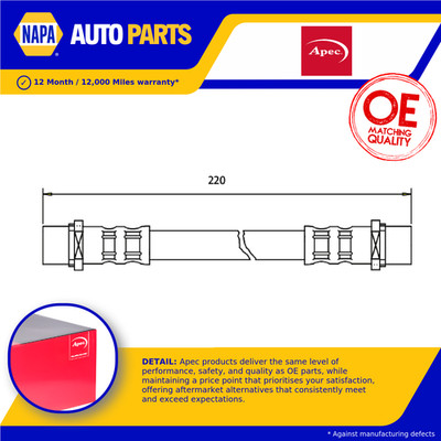 Brake Hose fits VAUXHALL CORSA C 1.2 Rear 00 to 06 Hydraulic 562170 562302 Apec