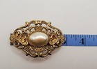 Vintage 1928 Brand Hair Clip Barrette Gold Filigree Faux Pearl Made In France — photo 6