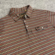 Howler Brothers Ranchero Polo Shirt Mens L Blue Brown Chevron Pattern Pearl Snap