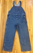 Dickies Denim Bib Overalls Mens 40x30 100 Cotton Carpenter Utility Workwear VGC