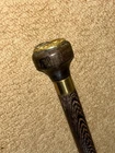 WW1 Military Wenge Wood Walking Stick / Drill Cane - York and Lancaster Regiment