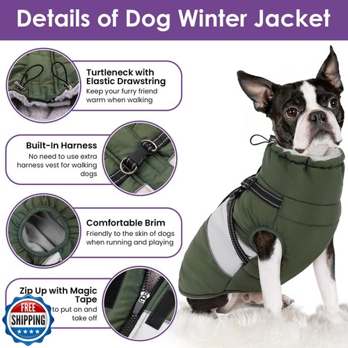 SUNFURA Dog Coat for Large Dogs, Warm Pet Jacket Winter with Harness Built in - Picture 4 of 5