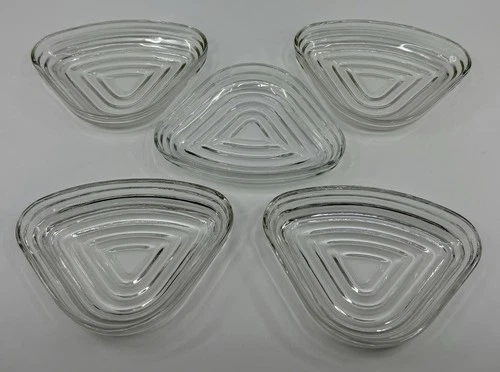 Vintage Anchor Hocking Manhattan Glass Set of 5 Replacement Relish Tray Inserts