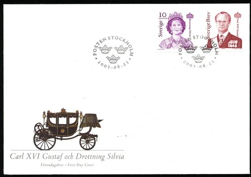 Sweden 2003 Cachet FDC King Carl XVI Gustaf Queen Silvia Engraver Slania