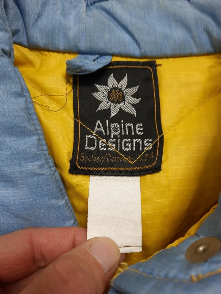 Vintage 70s Large Blue Ski Jacket Goose Down Winter Coat Quilted Puffer - Image 2 of 4