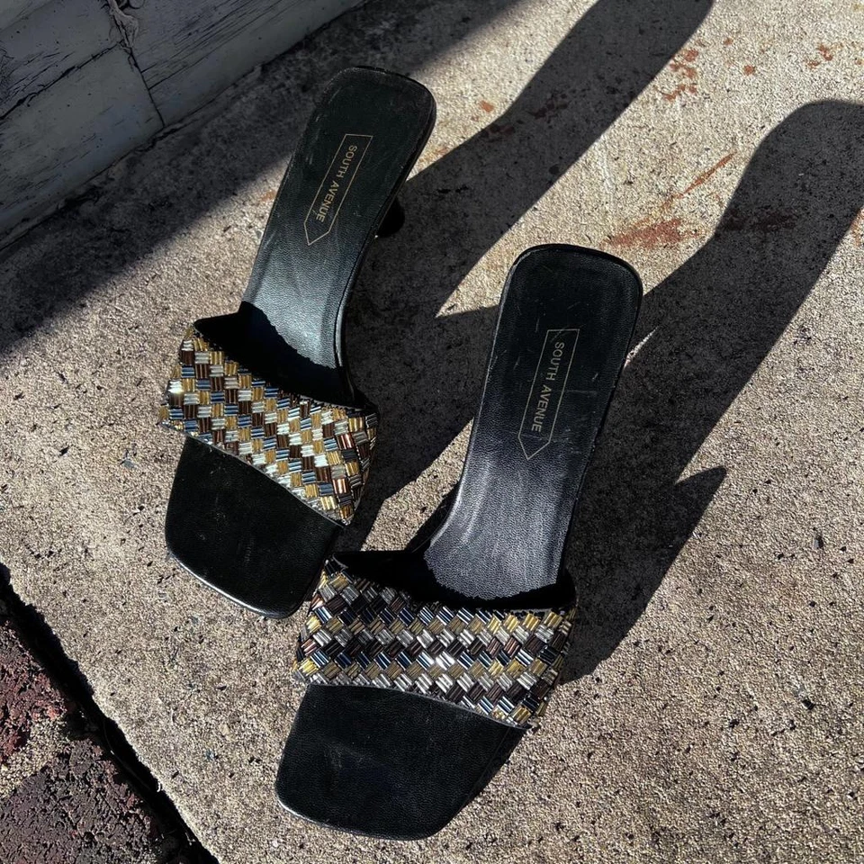 South avenue black peep toe square block heels size 9.5 - Image 2 of 4