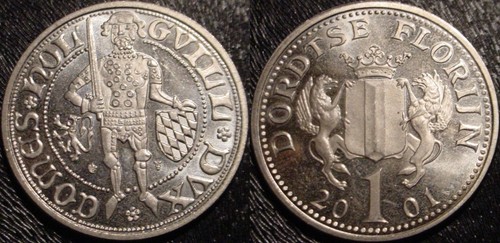 26mm 2001 1 DORTZE FLORIN HOLLAND NETHERLANDS**SUPERB DETAILED COIN**