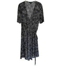 LAUREN Ralph Lauren Black and White 3/4 Sleeves Wrap Dress Sz 10 Business Casual