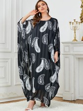 Muslim Women Elegant Batwing Sleeve Maxi Dress Abaya Party Gown Ramadan Dubai