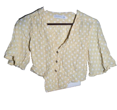 FAITHFULL 売れ筋商品|||フェイスフル Tシャツ トップス レディース Tops Yellow Faithfull The Brand ~ Yellow Short Sleeve Tie Front Polka
