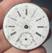 1-3/8" Antique Pocket Watch Face Dial Movement PART REPAIR Pocketwatch Timepiece