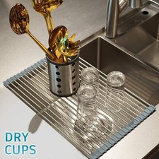 SCOLAPIATTI AVVOLGIBILE RICHIUDIBILE PER LAVANDINO BICCHIERI FRUTTA CUCINA E BAR