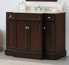 Home Decorator 42" Teagen Single Sink Bath Vanity Dark Espresso Beige Stone Top