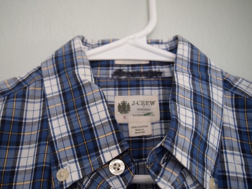 J.Crew Mens Shirt S Blue White Scotch Plaid Long Sleeve Button Tailored Fit - Picture 3 of 5